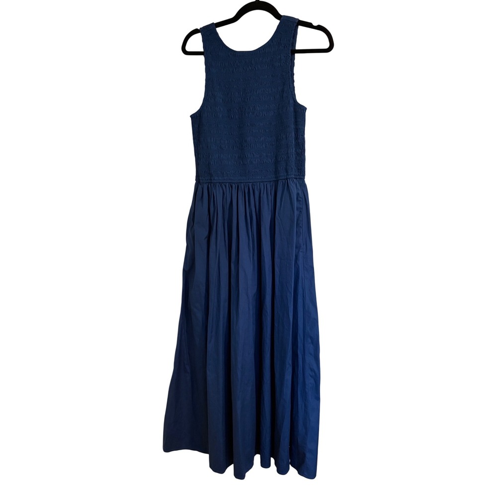 Madewell Smocked Tank Midi Dress Blue Cotton NV423 NWT Women Medium